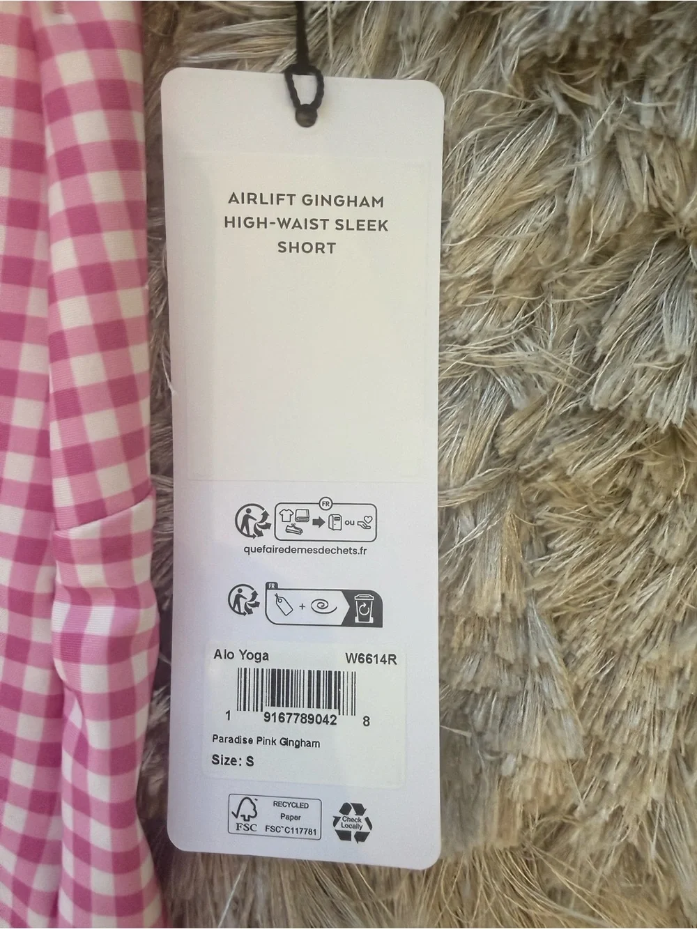 NEW SET Alo Yoga Airlift Gingham Bra + Shorts SET Paradise Pink NWT SIZE small
